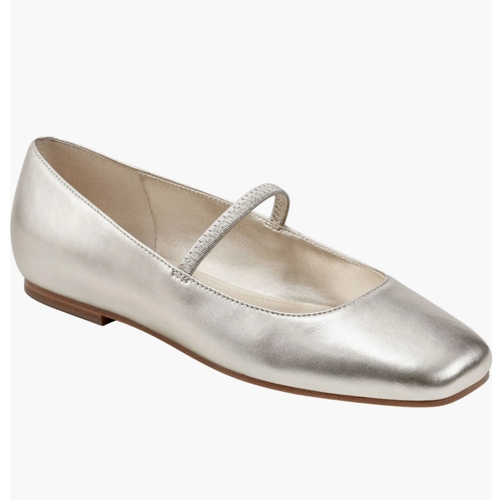 Marc Fisher Metallic Silver Mary Jane Flats
